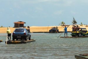 river crossing with the car in Natal Genipabu